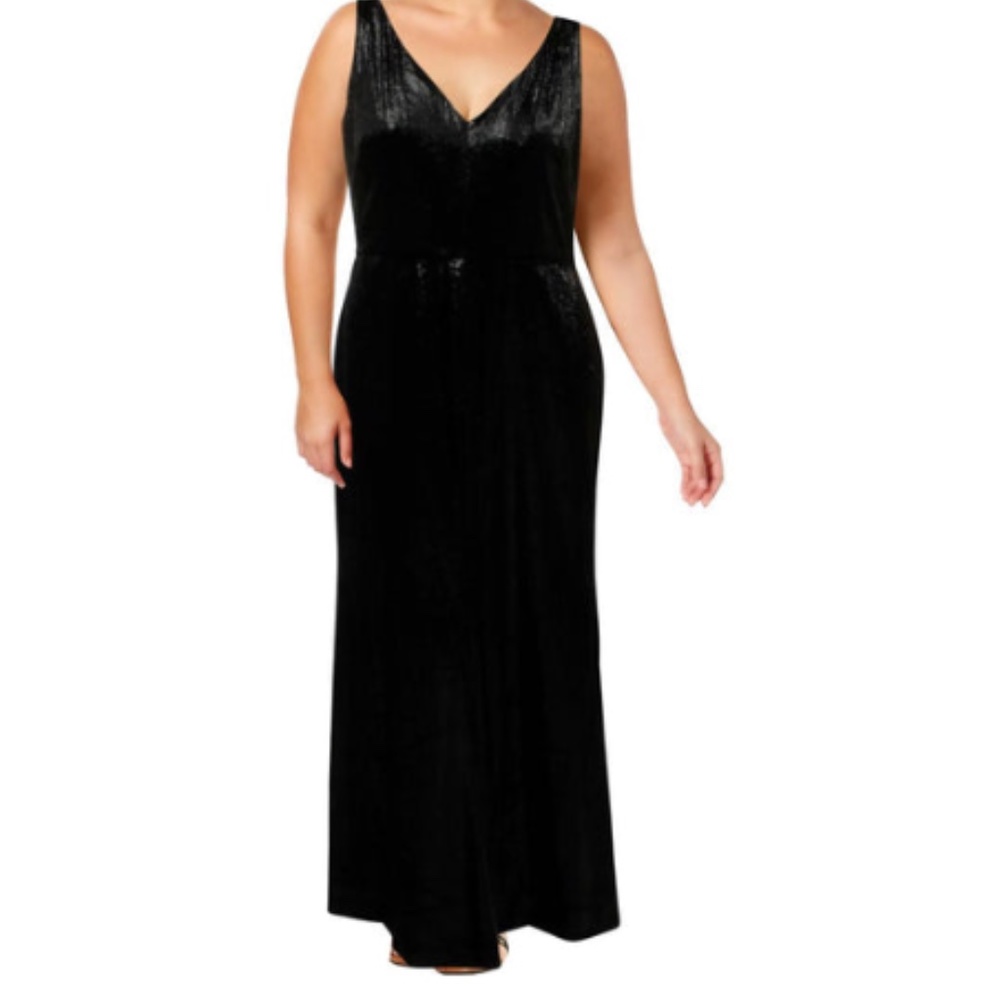 RALPH LAUREN WOMENS VELVET METALLIC EVENING DRESS SIZE 14